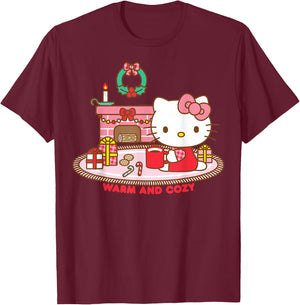 Hello Kitty Warm and Cozy Christmas T-Shirt - T-Shirt | Maroon