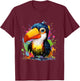 Small toucan with colorful splashes of paint T-Shirt - T-Shirt | Maroon
