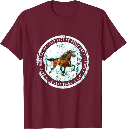 TrailRide Singlefoot Standardbred Rowdy Horse T-Shirt - T-Shirt | Maroon