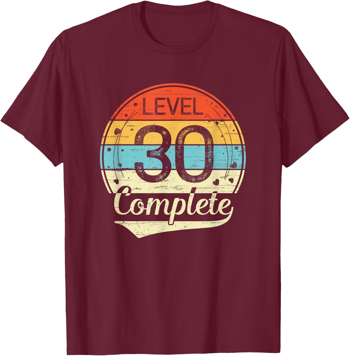 Level 30 Complete Retro 30th Wedding Anniversary T-Shirt - T-Shirt | Maroon