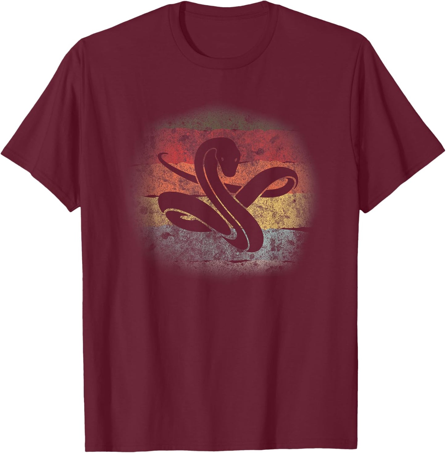 Snake Silhouette Retro 70s 80s Viper Phyton Animal Reptile T-Shirt - T-Shirt | Maroon