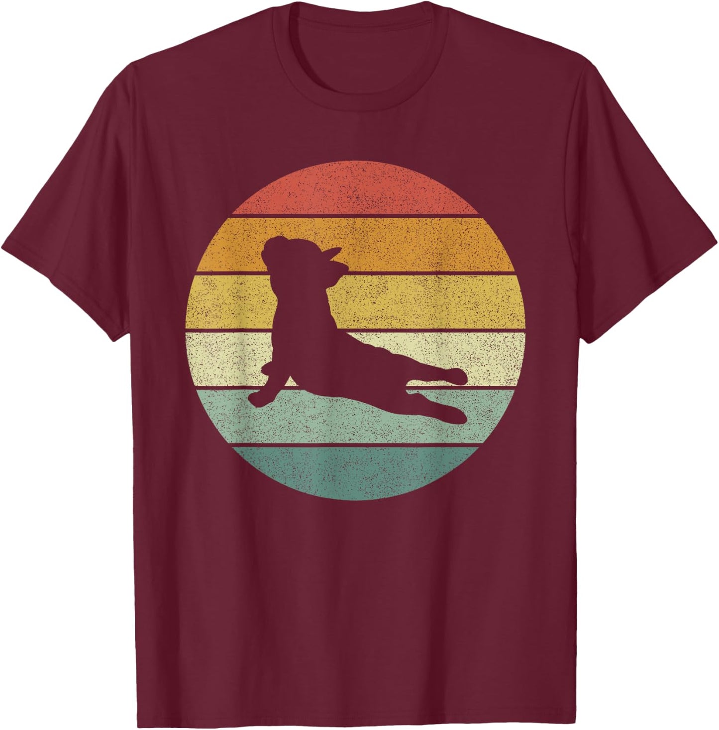 Vintage Retro French Bulldog Shirt Yoga Funny French Bulldog Women Girls Kids T-Shirt - T-Shirt | Maroon