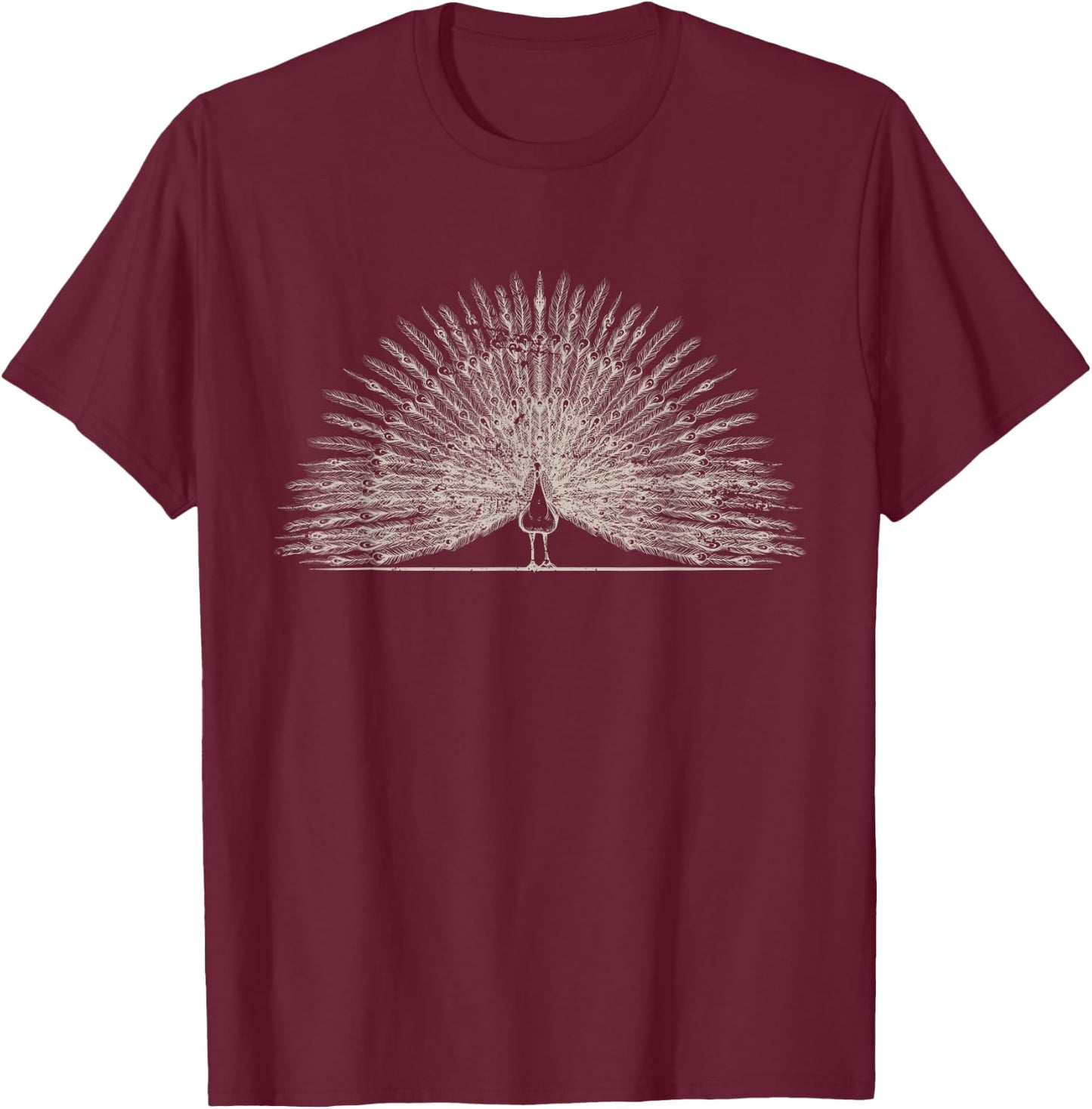Vintage Peacock T-Shirt - T-Shirt | Maroon