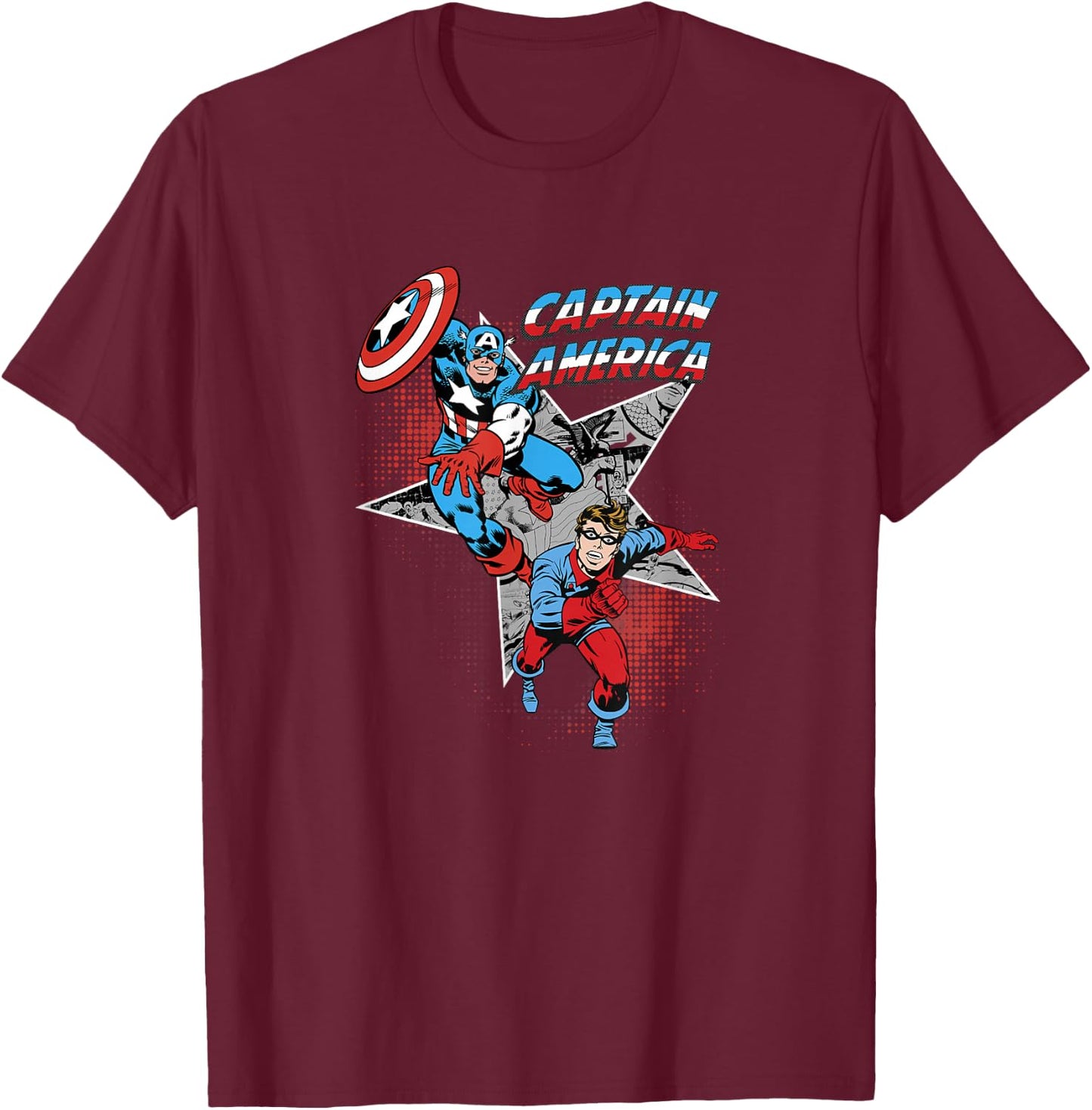 Marvel Captain America Bucky Retro Team Portrait T-Shirt - T-Shirt | Maroon