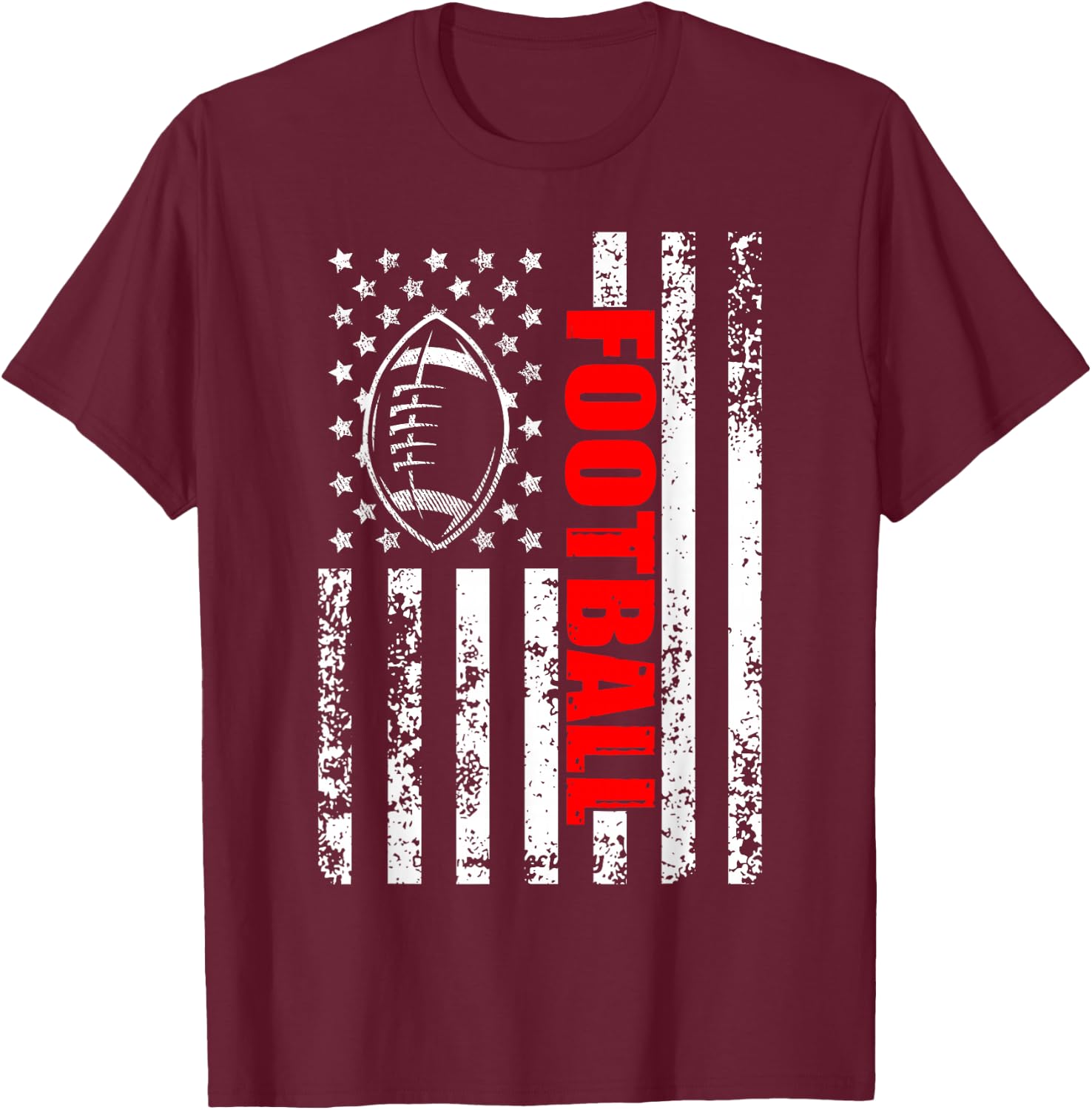 American Flag Football Patriotic Football T-Shirt - T-Shirt | Maroon