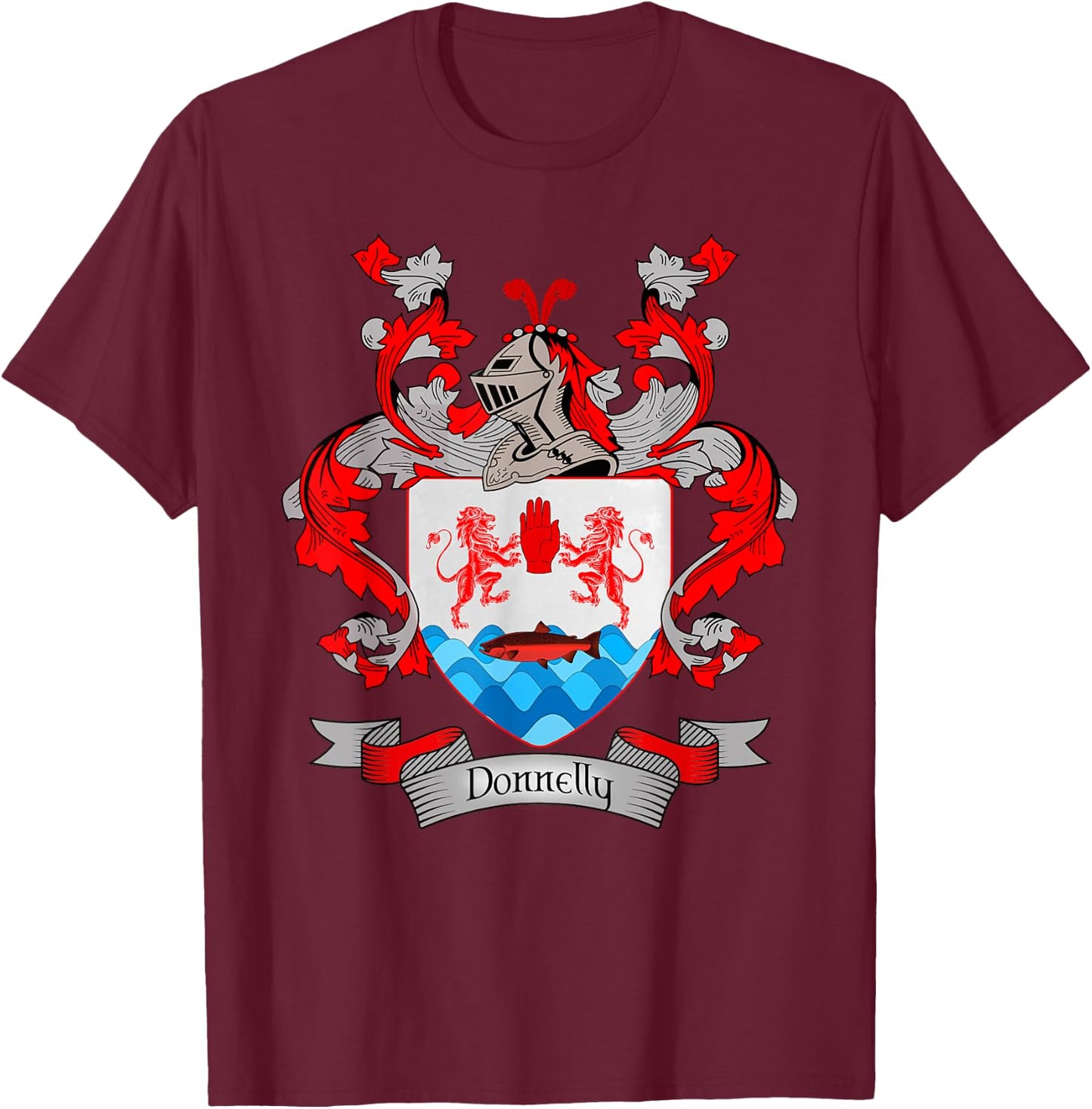 Donnelly Coat of Arms | Donnelly Surname Family Crest T-Shirt - T-Shirt | Maroon