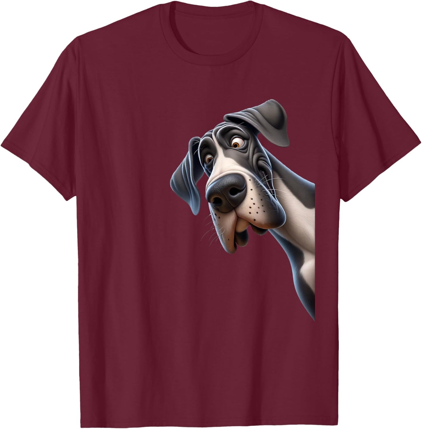 Goofy Giant Adorable Large Gentle Dog Lover Great Dane T-Shirt - T-Shirt | Maroon