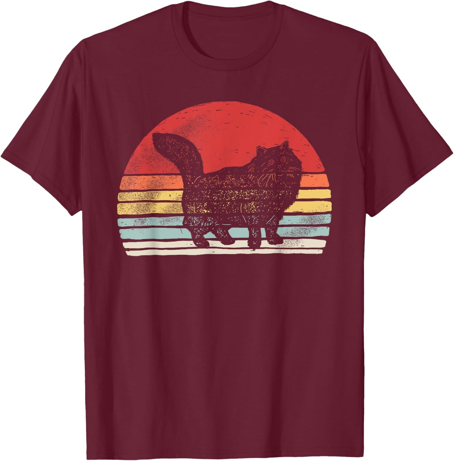 Vintage Retro Siberian Cat T-Shirt - T-Shirt | Maroon