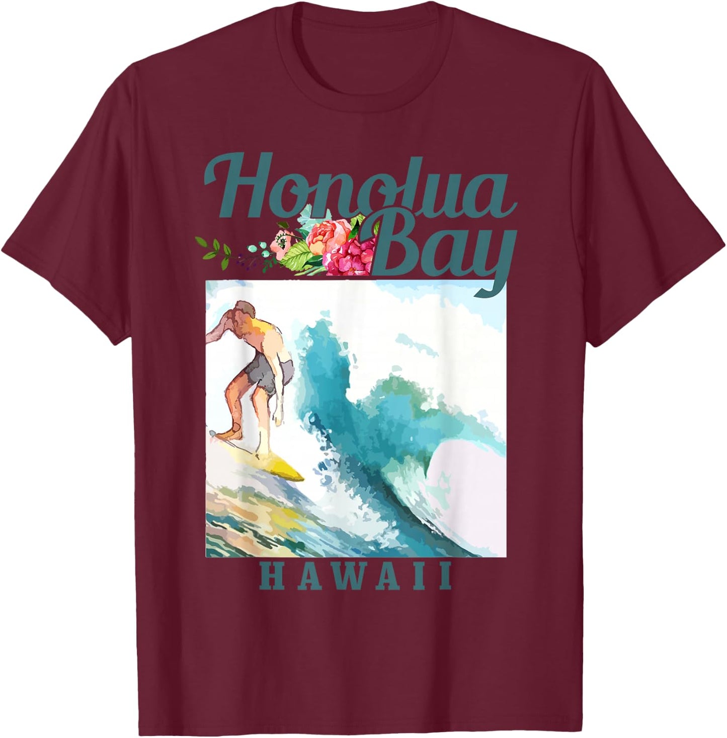 Honolua Bay Hawaii Surfing Hawaiian Surf Vintage Surfer T-Shirt - T-Shirt | Maroon