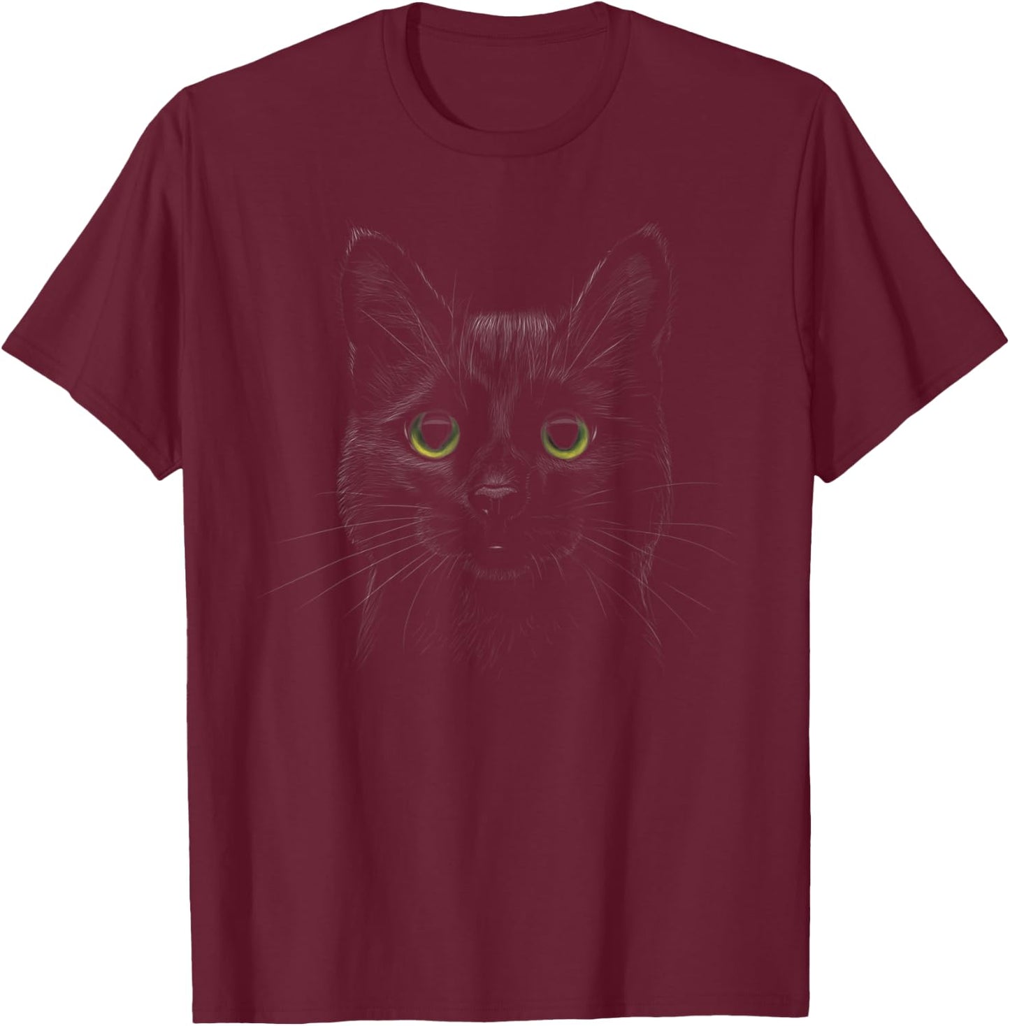Cute Kitty Black cat Art Gift Lovers Cats Owner Animals T-Shirt - T-Shirt | Maroon
