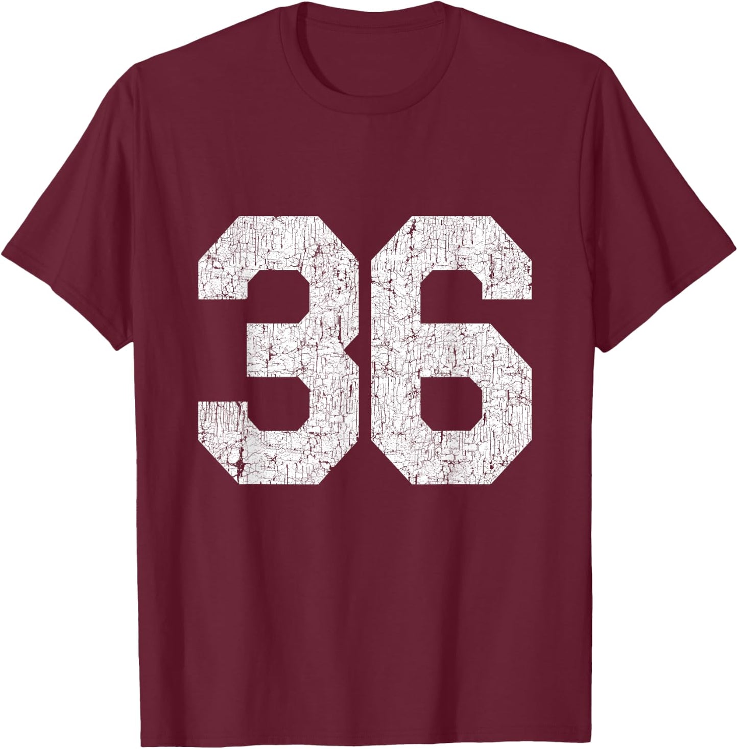 Jersey Uniform Number #36, 36th Birthday T-Shirt - T-Shirt | Maroon