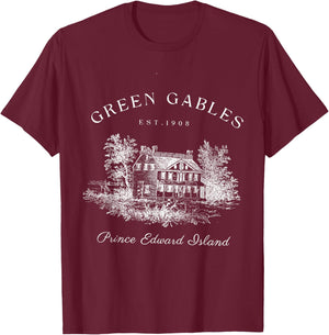 Green Gables Prince Edward Island Est 1908 Book Lover T-Shirt - T-Shirt | Maroon