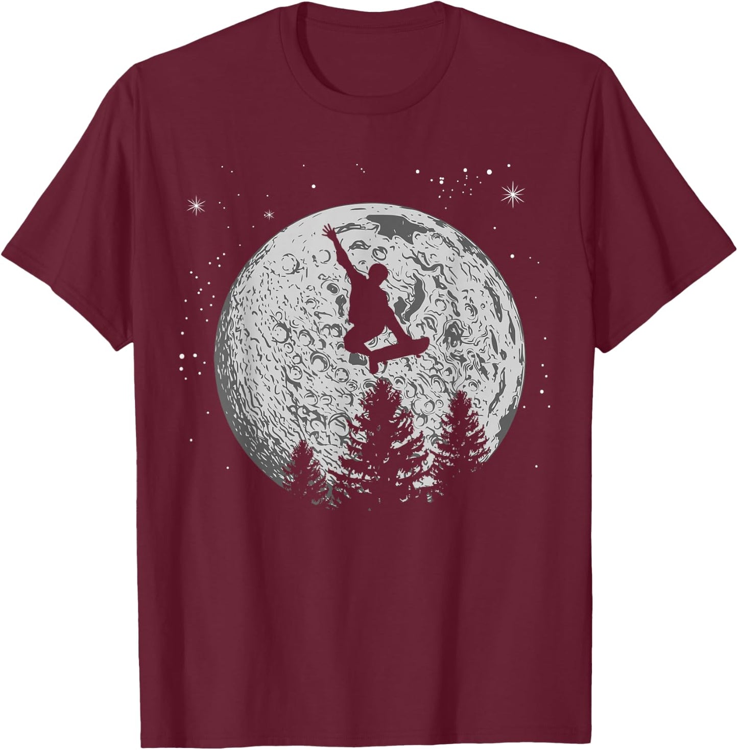 Skater Skateboard Stunt Moon Skater Gift Children Teenagers T-Shirt - T-Shirt | Maroon