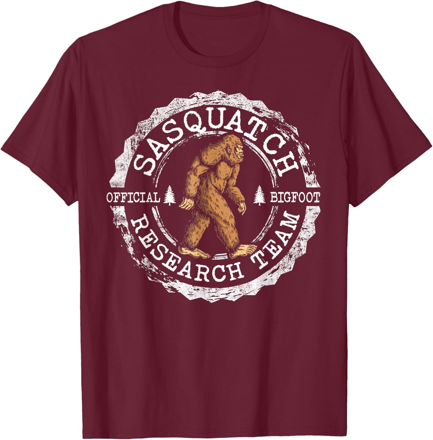Bigfoot Research Team Vintage Sasquatch Yeti Men Women Kids T-Shirt - T-Shirt | Maroon