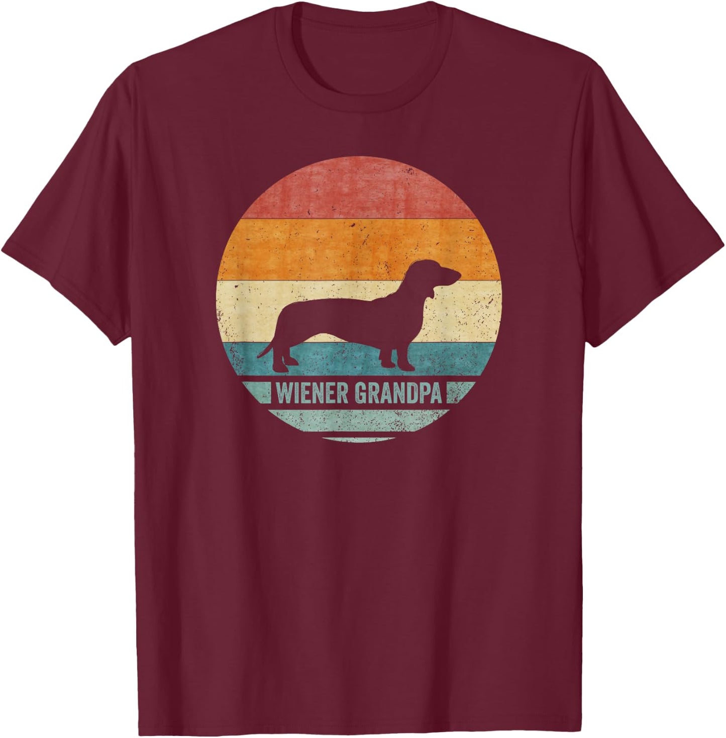 Vintage Retro Dachshund Grandpa Wiener Silhouette Puppy Love T-Shirt - T-Shirt | Maroon