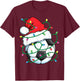 Santa Soccer Sports Ball Men Boys Christmas Xmas Lights T-Shirt - T-Shirt | Maroon