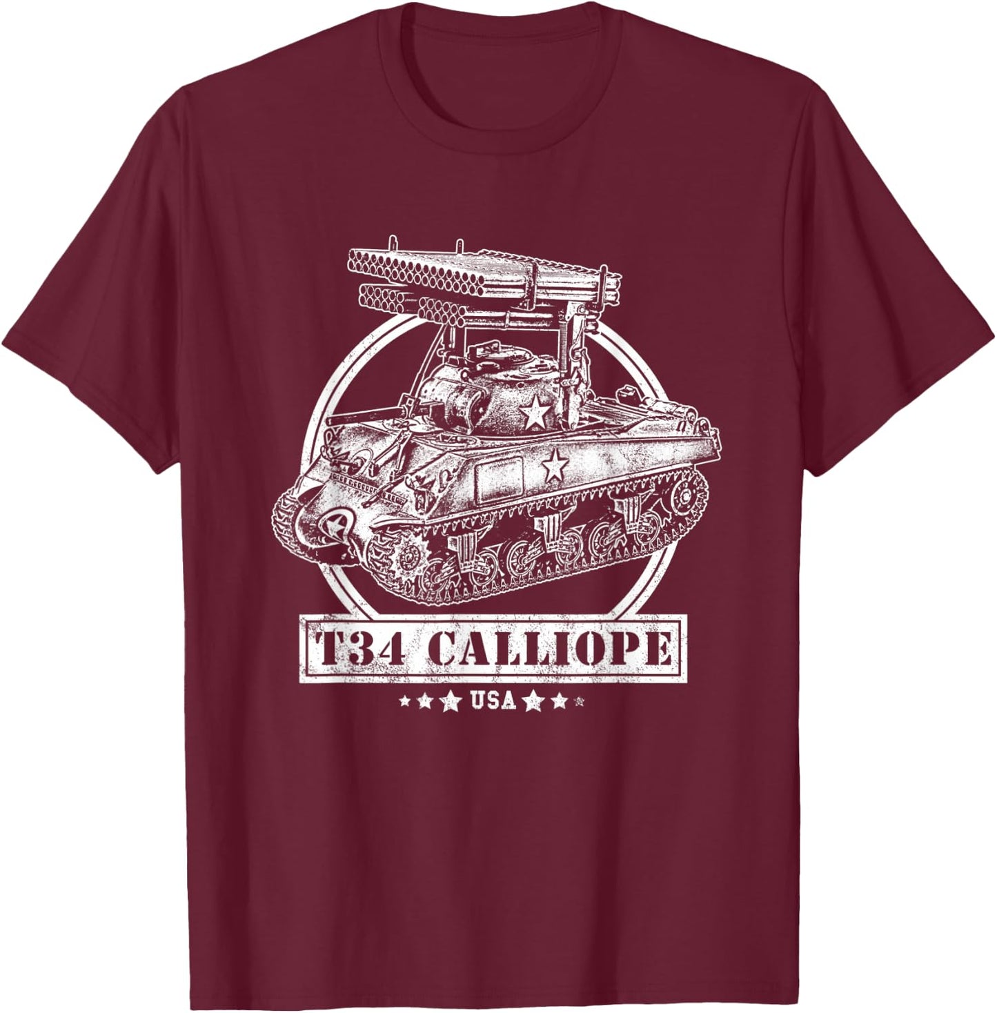 T34 Sherman Calliope T-Shirt - T-Shirt | Maroon