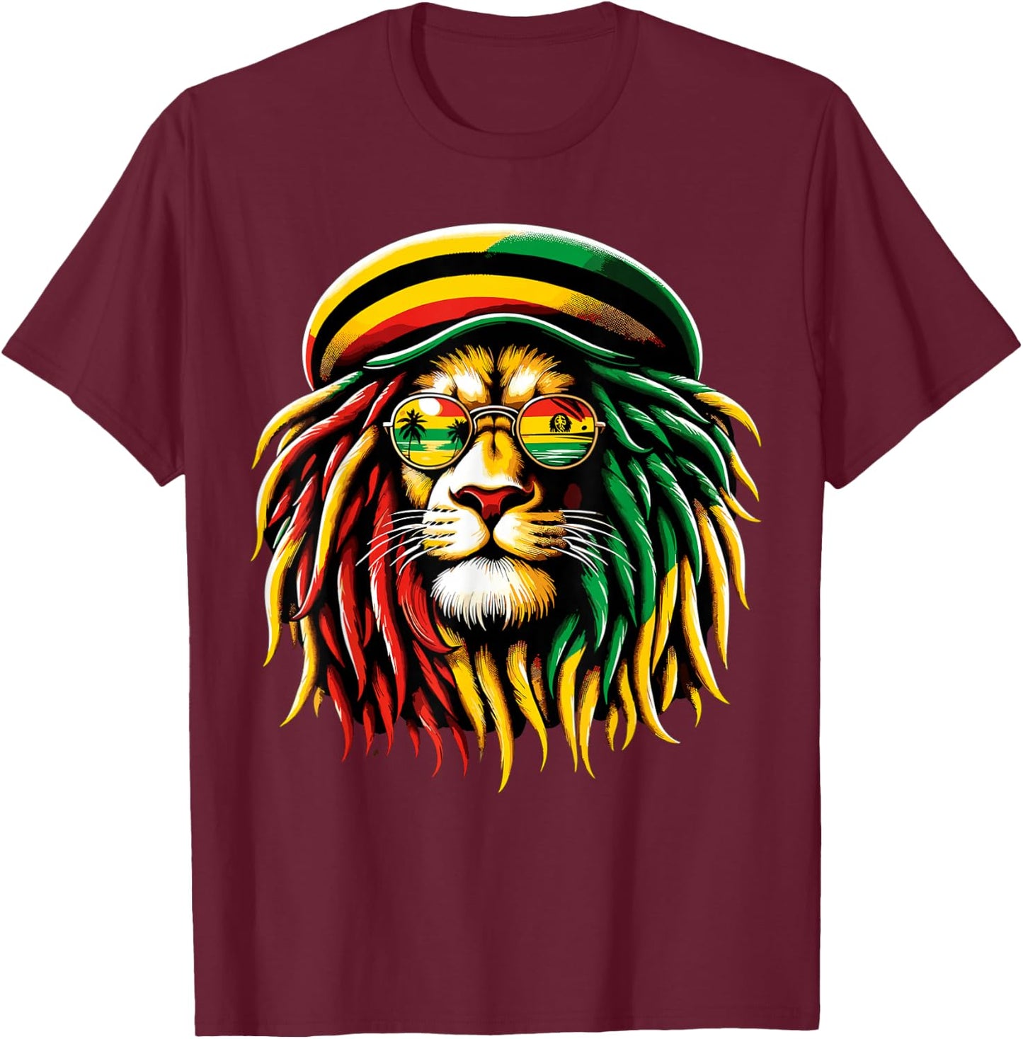 Reggae Music lovers Jamaican Lion T-Shirt - T-Shirt | Maroon