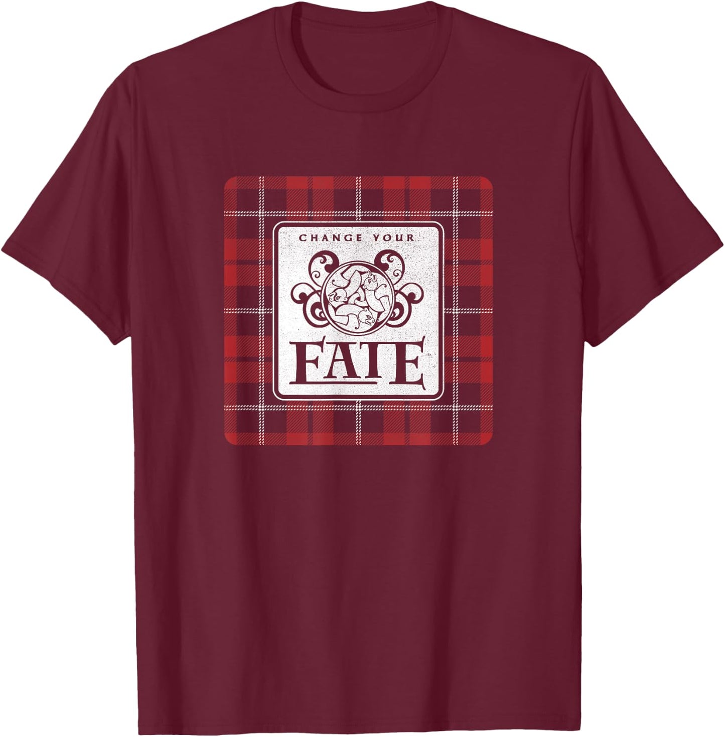 Disney Brave Change Your Fate Plaid Logo T-Shirt - T-Shirt | Maroon