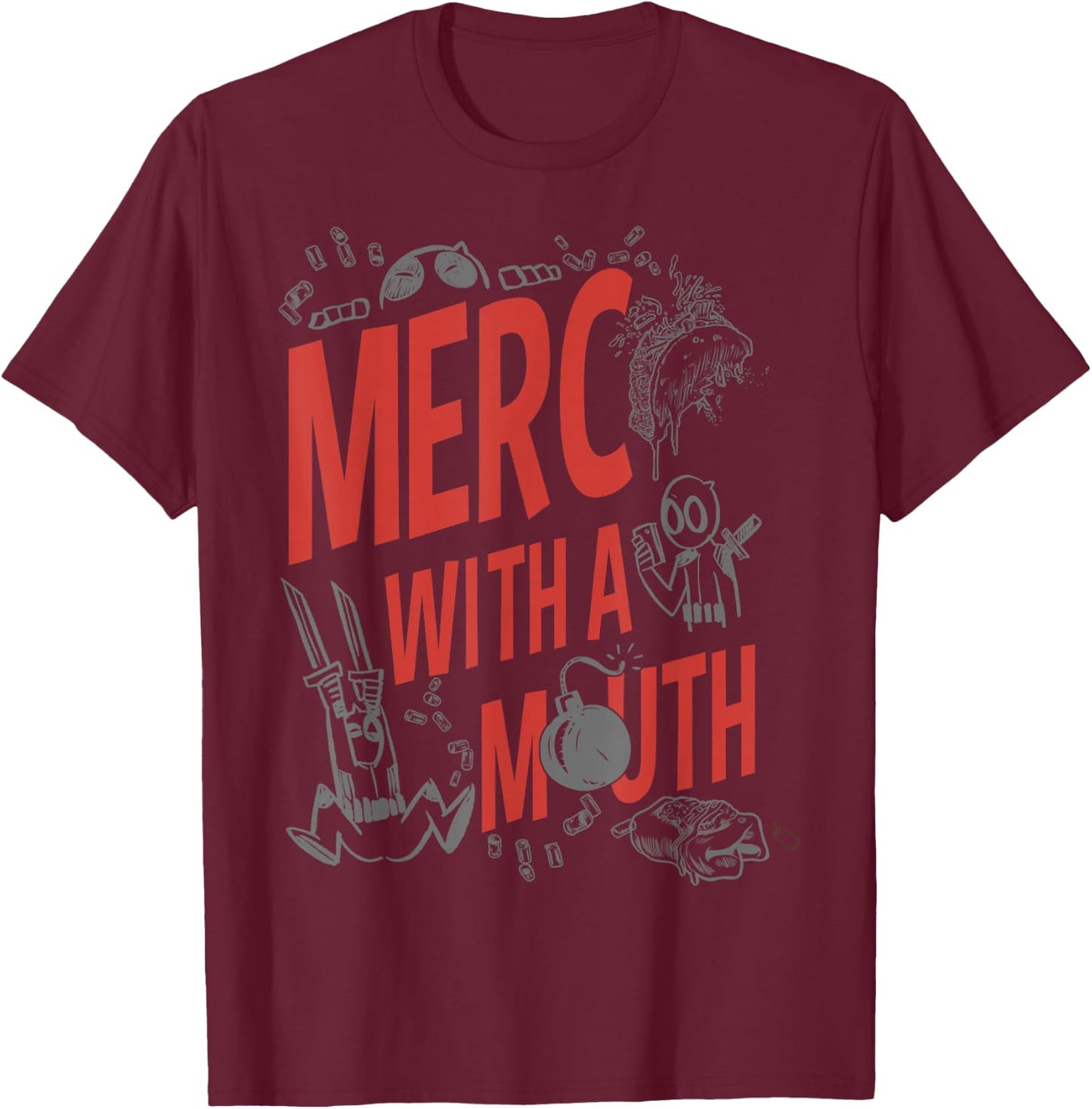 Marvel Deadpool Merc With A Mouth T-Shirt - T-Shirt | Maroon