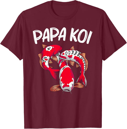 Koi Fish Gift Dad Men Japan Koi Carp Fishes Pond Lover T-Shirt - T-Shirt | Maroon