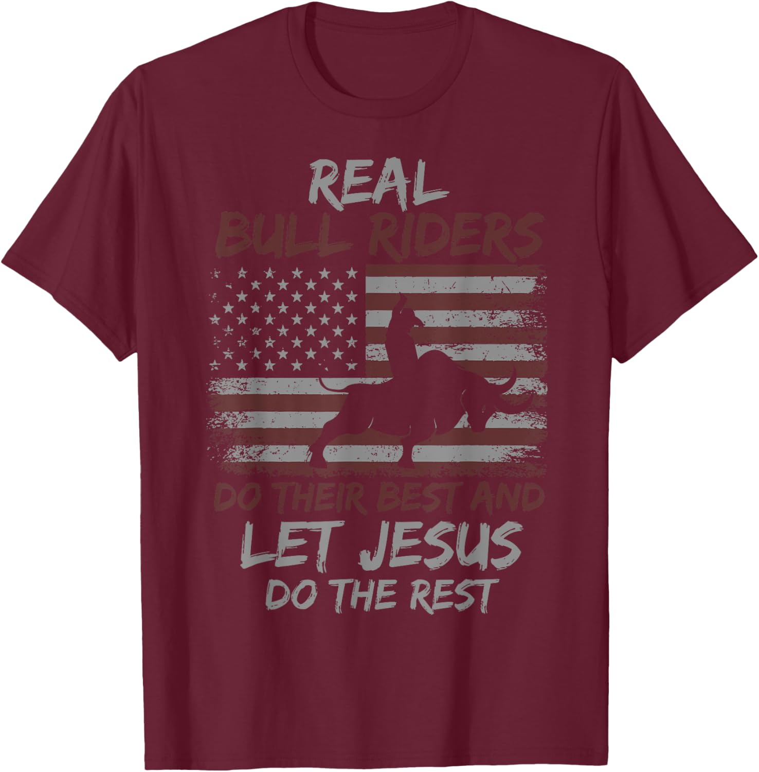 Christian Bull Riding Bull Rider & Western T-Shirt - T-Shirt | Maroon