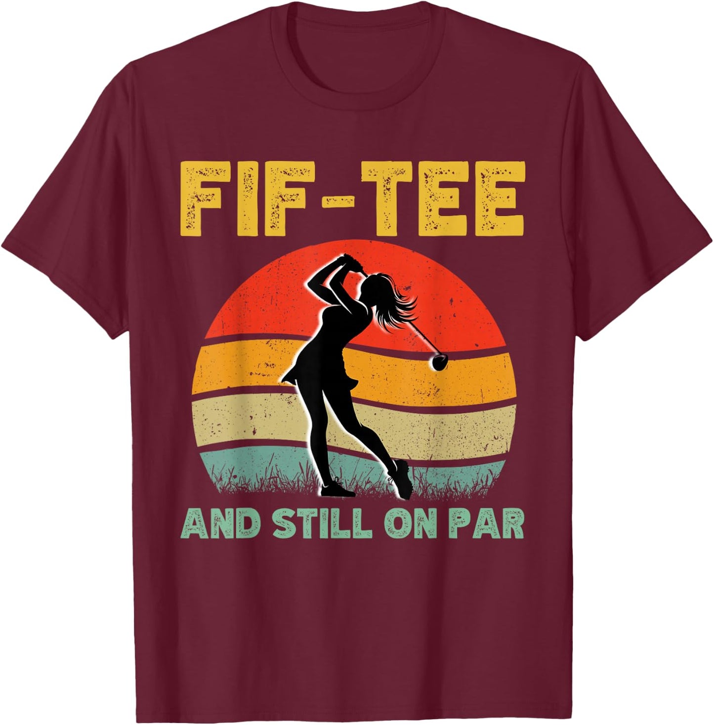 50th Birthday Golf Women's Design Retro 50 Year Old Golfing T-Shirt - T-Shirt | Maroon