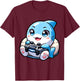 Cute Shark Playing Console Video Games - Shark Gaming T-Shirt - T-Shirt | Maroon