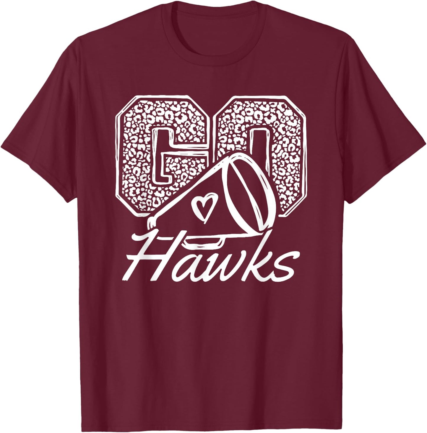Go Cheer Hawks Sports Name Gifts Men Women Boy Girl T-Shirt - T-Shirt | Maroon