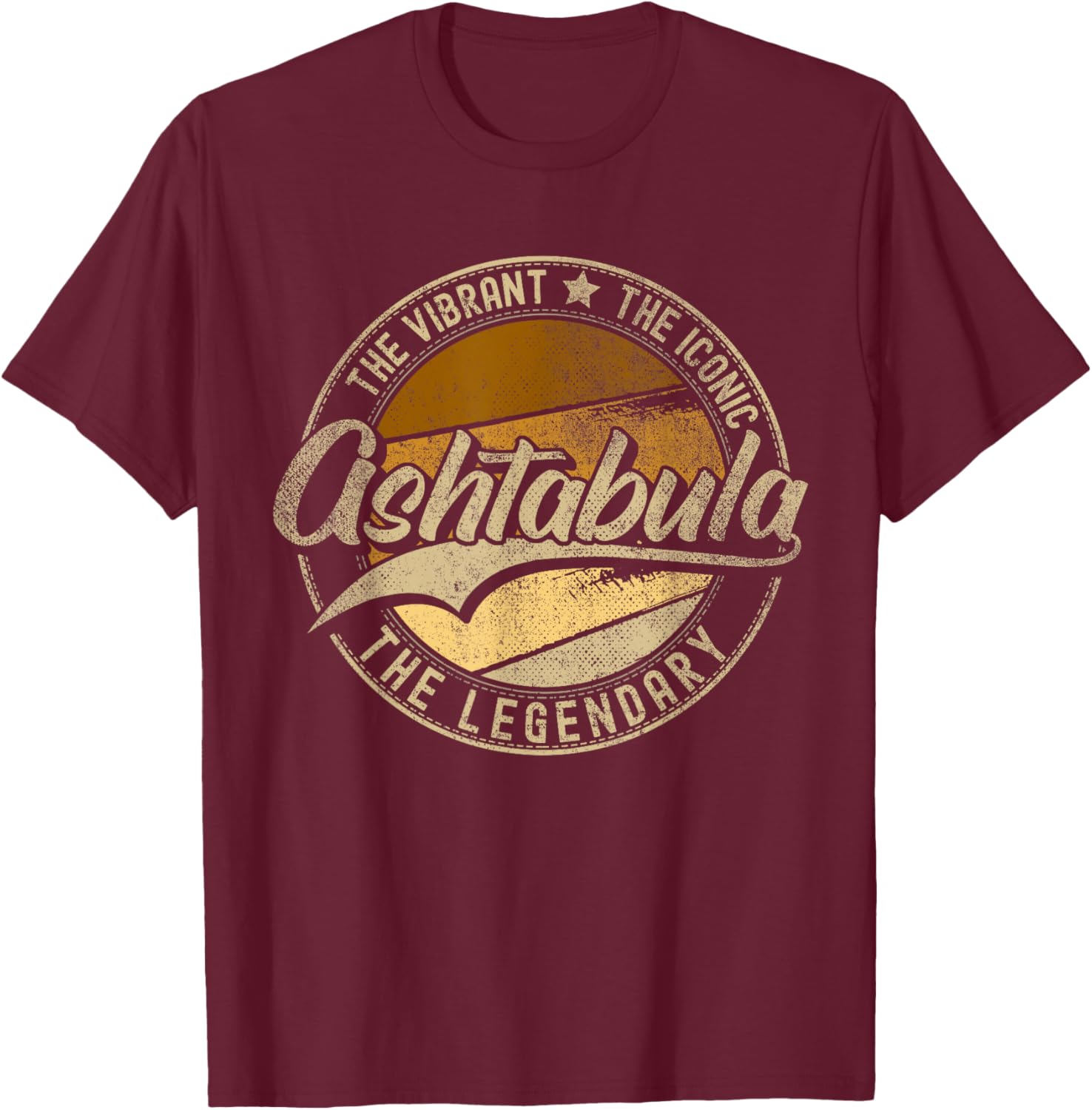 Ashtabula OH | Ohio | Vintage Distressed T-Shirt - T-Shirt | Maroon