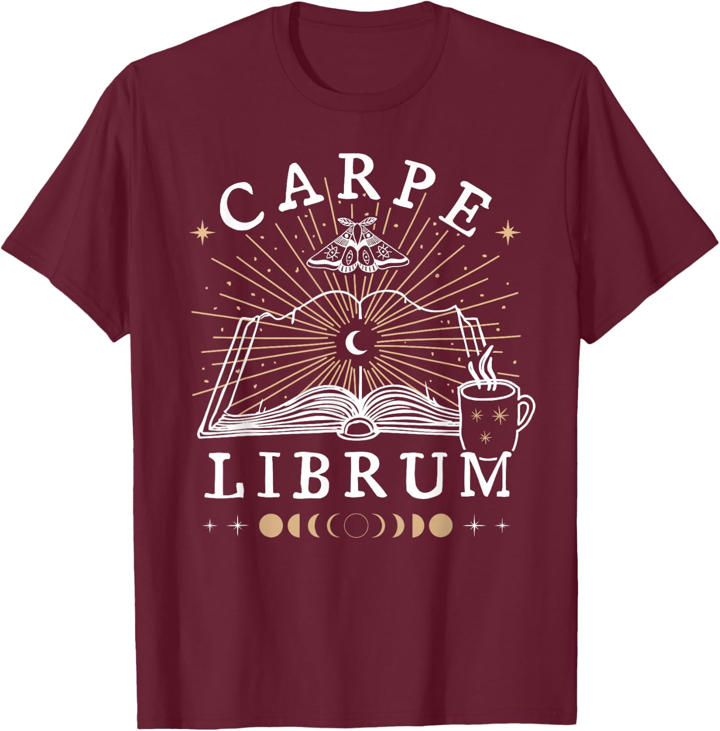 Carpe Librum Dark Academia Aesthetic Book Lover Witchy Goth T-Shirt - T-Shirt | Maroon