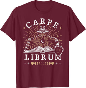 Carpe Librum Dark Academia Aesthetic Book Lover Witchy Goth T-Shirt - T-Shirt | Maroon