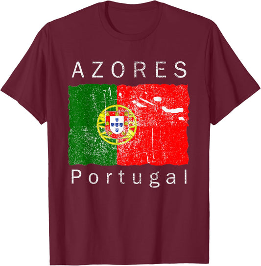 Azores Islands Portuguese Flag T Shirt I Love Portugal T-Shirt - T-Shirt | Maroon