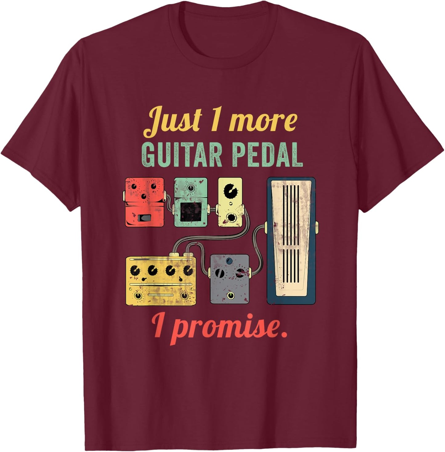 Amplifier Electric Bass Acoustic Amp Musician Gift Guitar Player Pedal Board - Black, Small, -Adults, Short Sleeve, , Classic Fit, Polyester 60% Cotton 40% T-Shirt - T-Shirt | Maroon