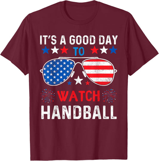 Handball USA Support the Team Sunglasses USA Flag Girls Kids Men T-Shirt - T-Shirt | Maroon