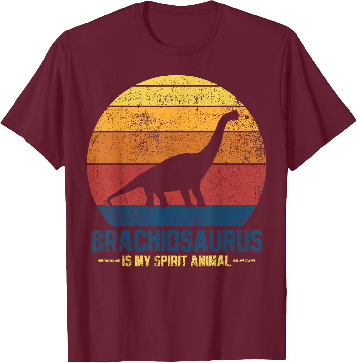 Brachiosaurus Dinosaurs Vintage T-Shirt - T-Shirt | Maroon
