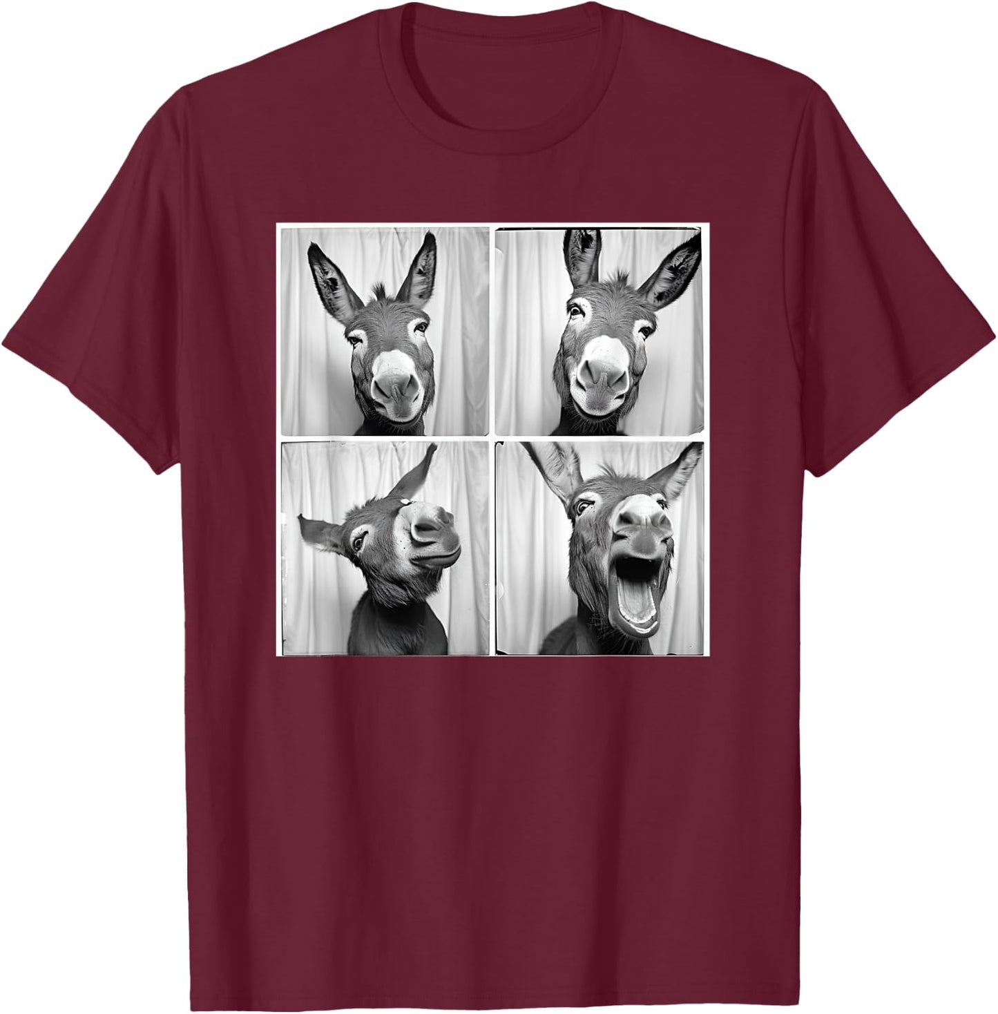 Laughing Donkey Face Quirky Farm Farming Funny Donkey T-Shirt - T-Shirt | Maroon