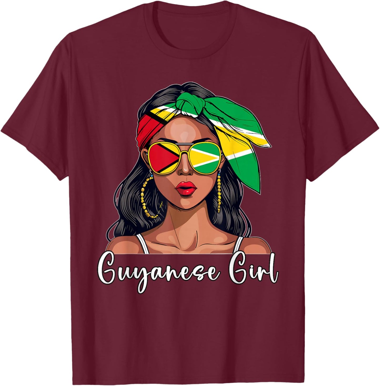 Guyanese Souvenirs Products Woman Flag Girl Guyana T-Shirt - T-Shirt | Maroon