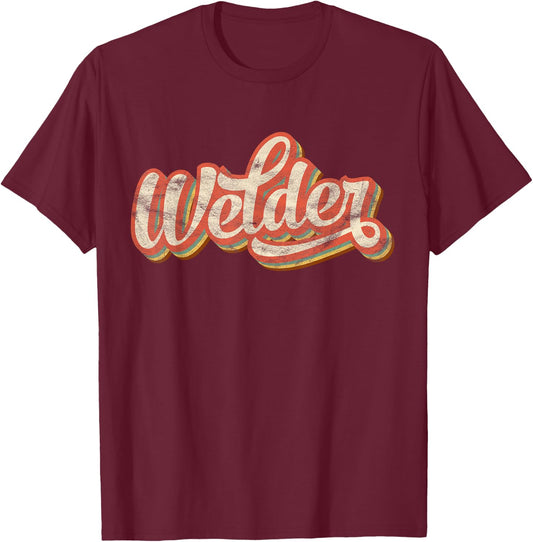 Vintage Welder Gift Funny Welding Costume Cool Weld Worker T-Shirt - T-Shirt | Maroon
