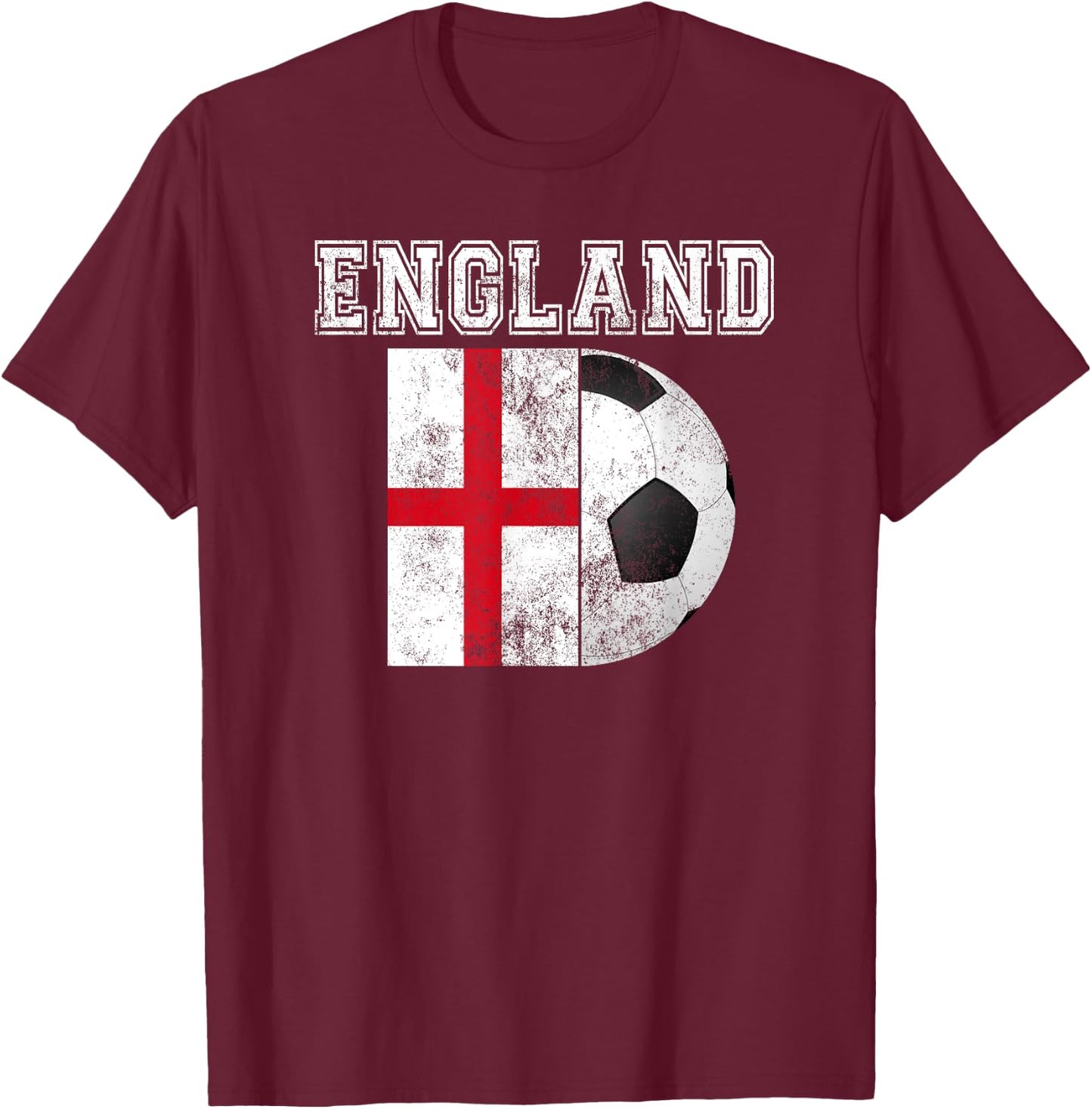 ENGLAND Flag - Soccer Futbol Football T-Shirt - T-Shirt | Maroon