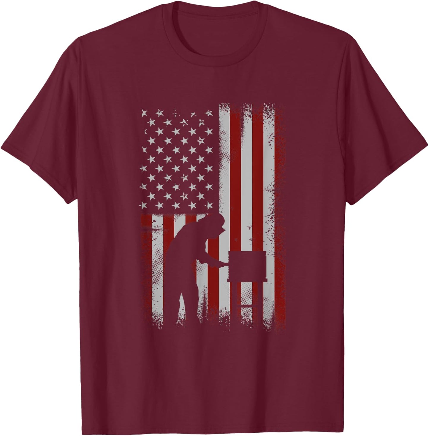 American Flag Beekeeper Shirt Men Beekeeping Gift Apiarist T-Shirt - T-Shirt | Maroon