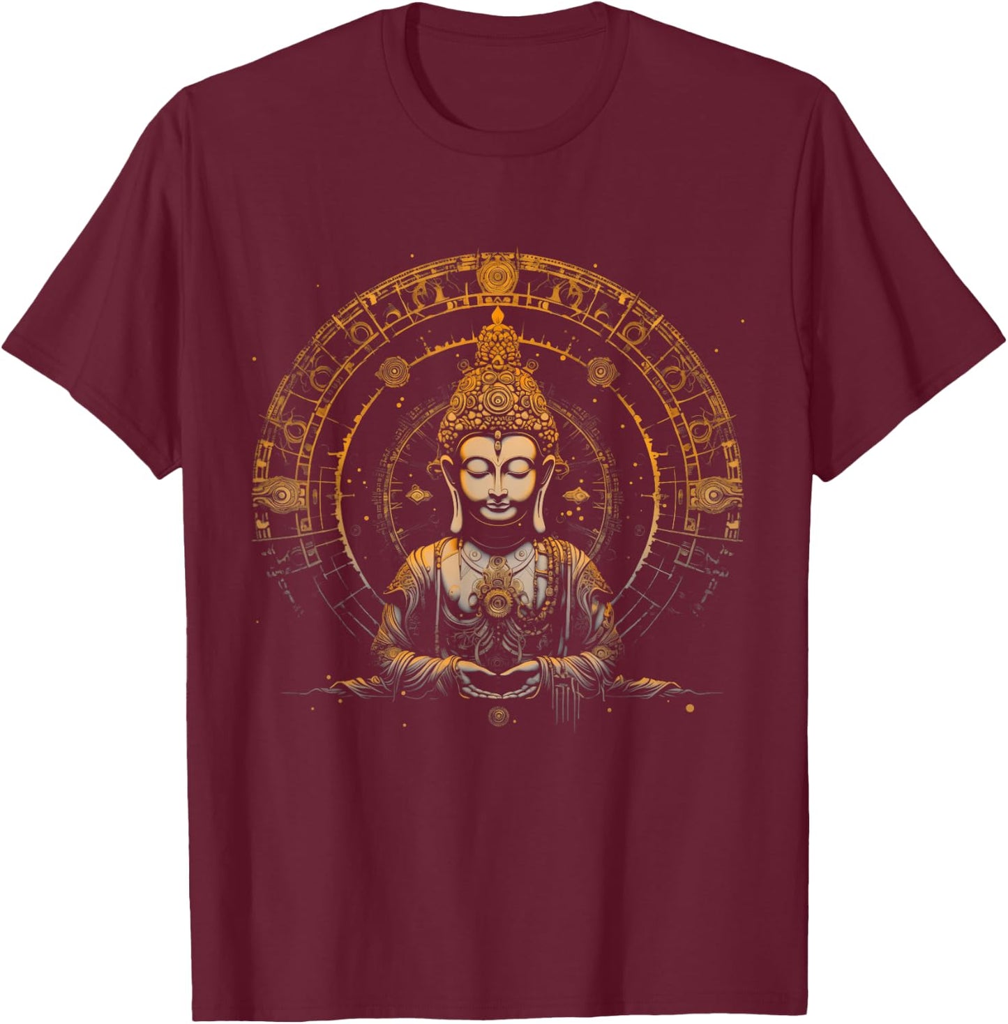 Buddha Mandala Buddhism Spiritual Yoga Yogi Zen Buddhist T-Shirt - T-Shirt | Maroon