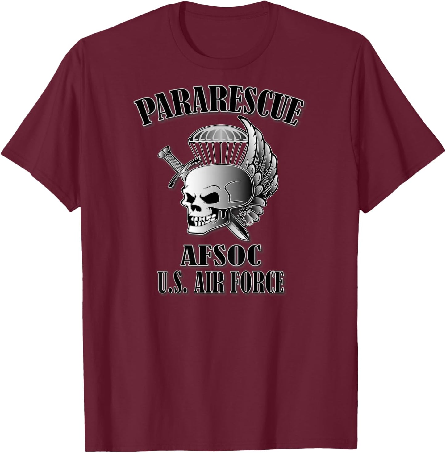 U.S.A.F. Pararescue (Back Design) T-Shirt - T-Shirt | Maroon