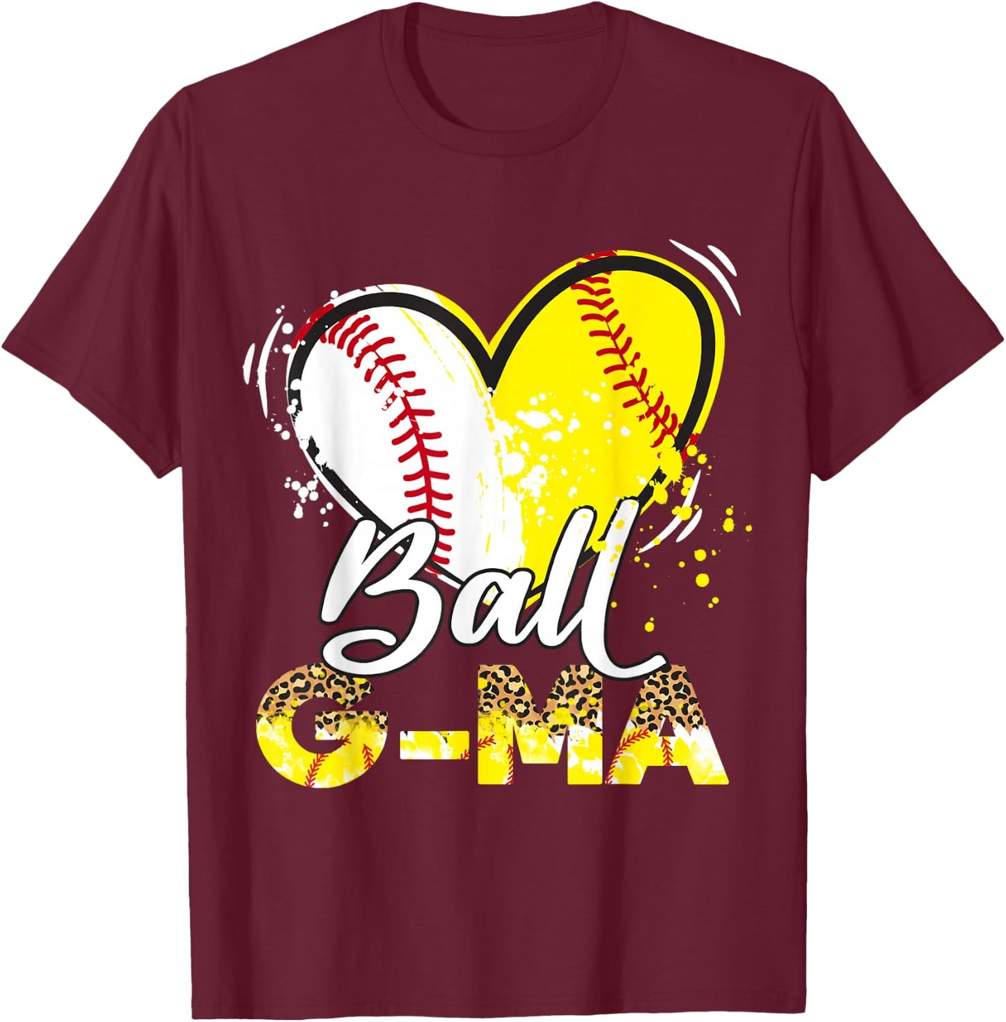 G-Ma of Both Baseball Softball Sport Matching Family Party T-Shirt - T-Shirt | Maroon