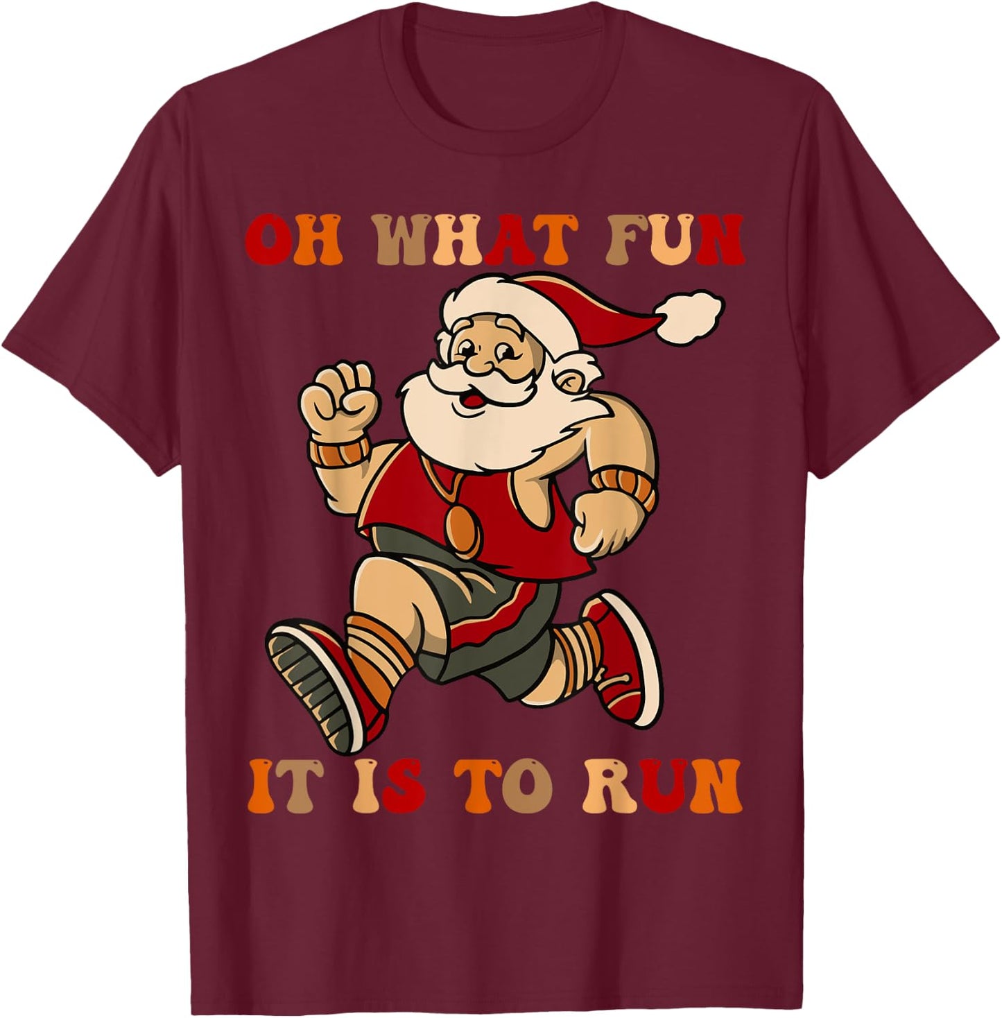 Sarcastic Santa Running Last Minute Christmas Runner T-Shirt - T-Shirt | Maroon