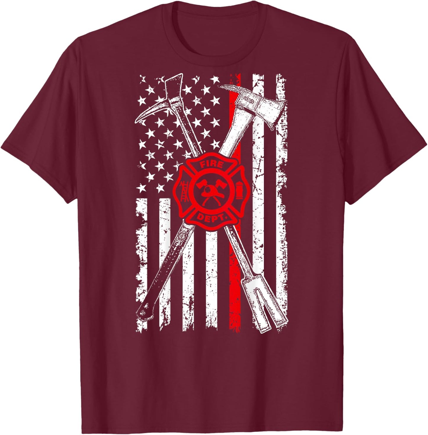 Firefighter Son Patriotic Gifts Axe Halligan Thin Red Line Men T-Shirt - T-Shirt | Maroon