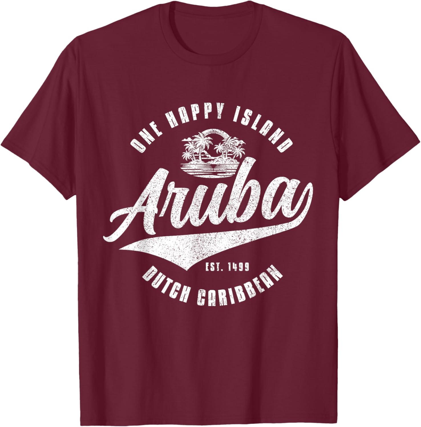 Aruba Happy Island Craibbean Souvenir Pride Vintage T-Shirt - T-Shirt | Maroon