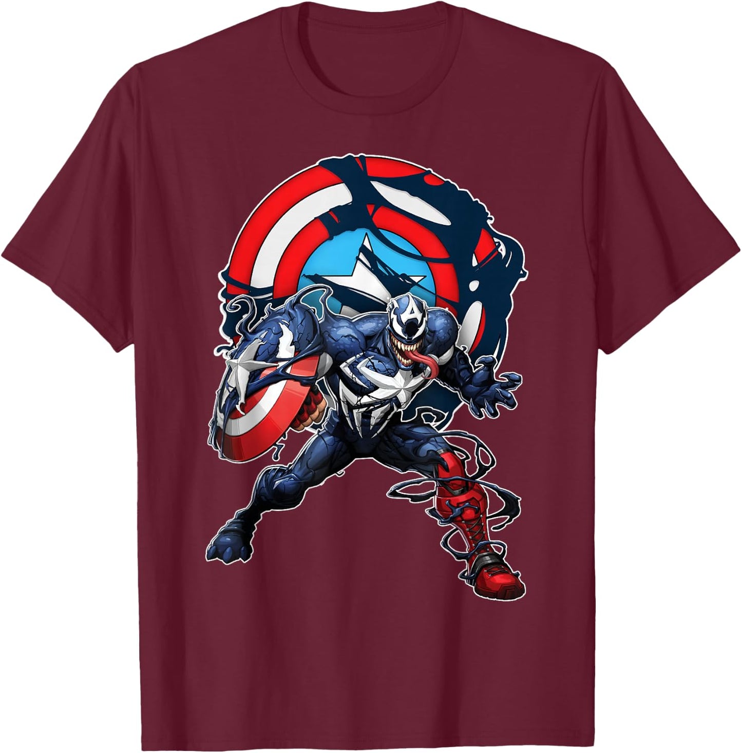 Marvel Spider-Man Maximum Venom Captain America Venomized T-Shirt - T-Shirt | Maroon