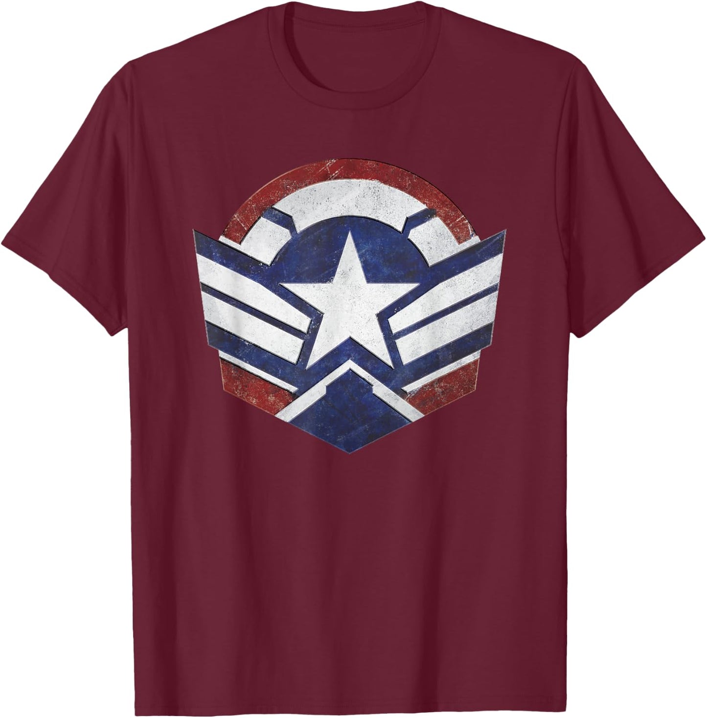 Marvel Falcon Winter Soldier Wings Shield Logo T-Shirt - T-Shirt | Maroon