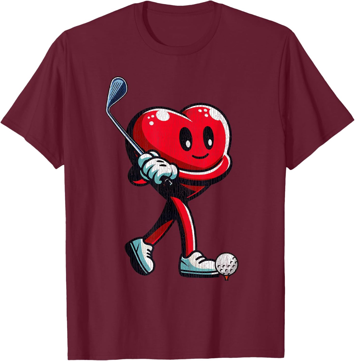 Golf Valentines Hearts Day Funny Lover Men Women T-Shirt - T-Shirt | Maroon